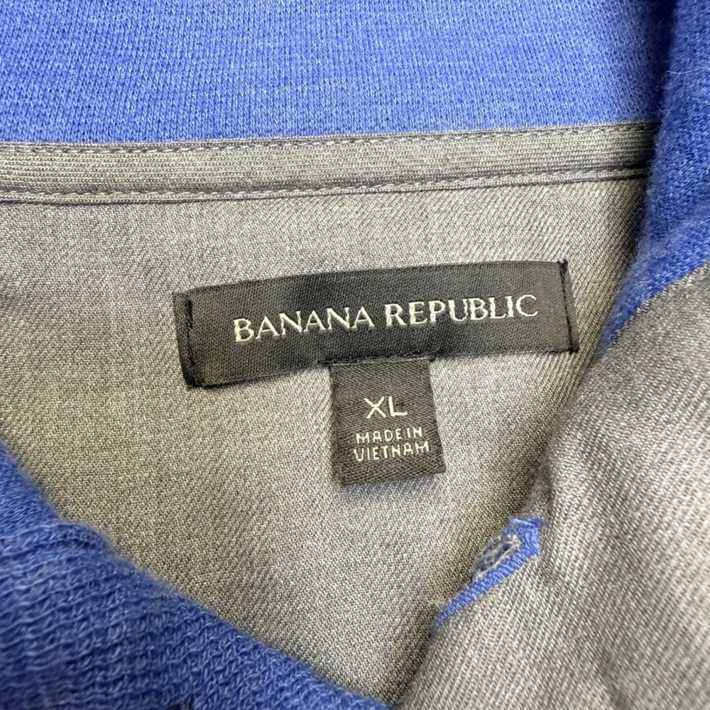 Banana Republic Pullover Mens XL Blue Textured Button Mock‎ Neck 676207-00